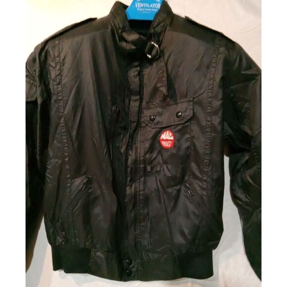 Vtg Mac Tools L Bomber Racing Jacket Windbreaker Zip Swingster Black USA NICE! - Picture 2 of 7